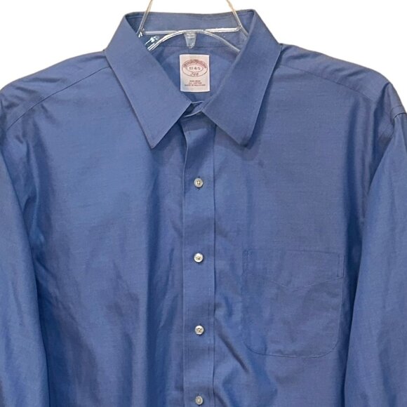 Brooks Brothers Blue Button Up Collar Dress Shirt Cotton Size 17-4/5 Work Office - Picture 2 of 6